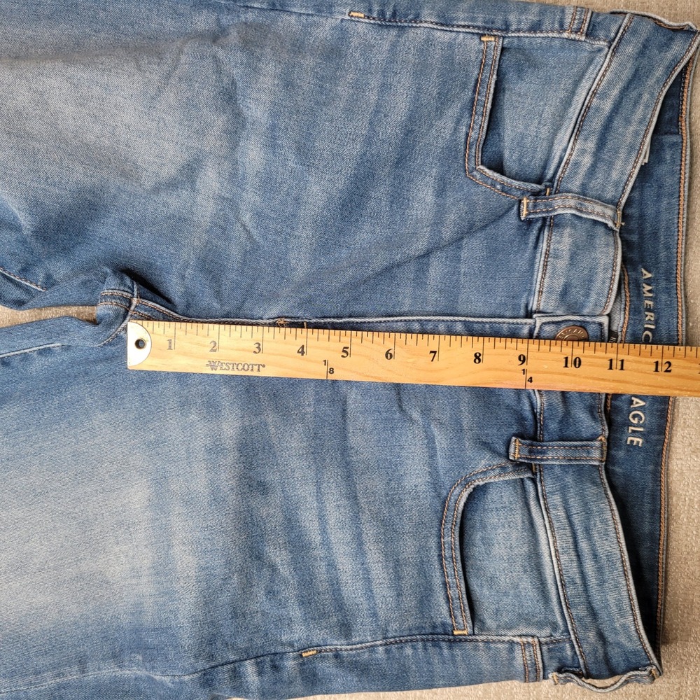 American Eagle Hi-Rise Jegging Next Level Stretch Medium Wash Blue Jeans 12 Long - Picture 9 of 10